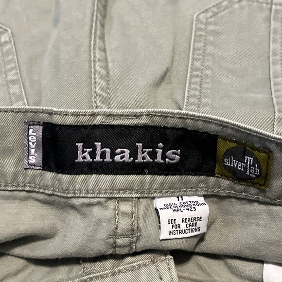 Women's VTG Levis SilverTab Khakis Cargo Pants 11 Light Green Canvas Baggy Skate - Picture 11 of 12
